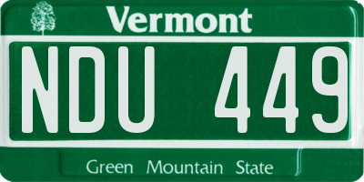 VT license plate NDU449