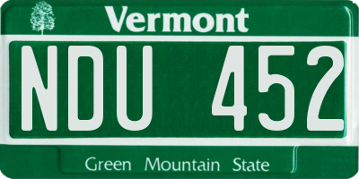 VT license plate NDU452