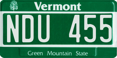 VT license plate NDU455