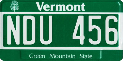 VT license plate NDU456