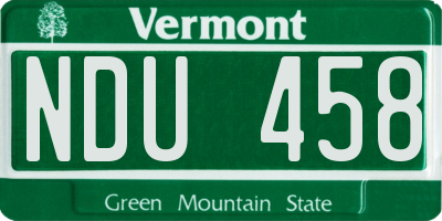 VT license plate NDU458