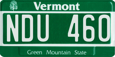 VT license plate NDU460