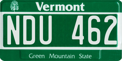 VT license plate NDU462