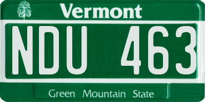 VT license plate NDU463
