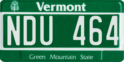 VT license plate NDU464