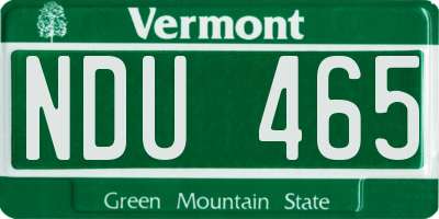 VT license plate NDU465