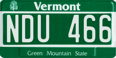 VT license plate NDU466