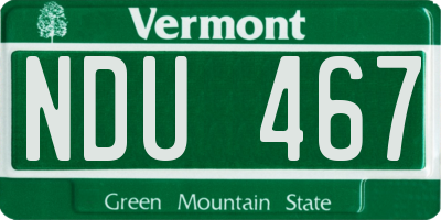 VT license plate NDU467