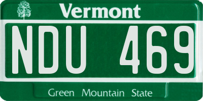 VT license plate NDU469