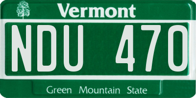 VT license plate NDU470