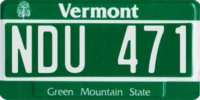 VT license plate NDU471