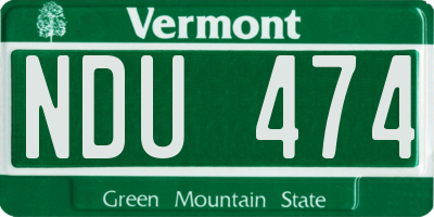 VT license plate NDU474