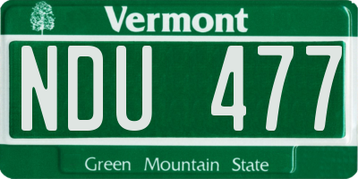 VT license plate NDU477