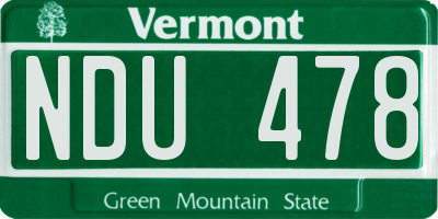 VT license plate NDU478