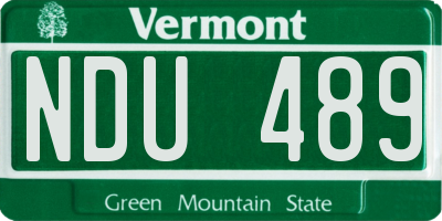VT license plate NDU489