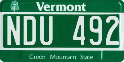 VT license plate NDU492