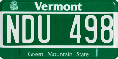 VT license plate NDU498