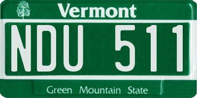 VT license plate NDU511