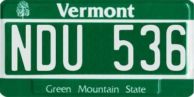VT license plate NDU536