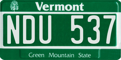 VT license plate NDU537