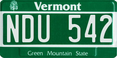 VT license plate NDU542