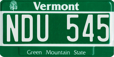 VT license plate NDU545