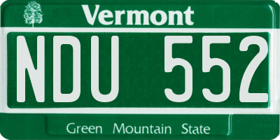 VT license plate NDU552