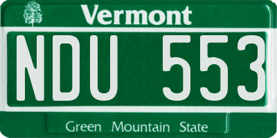 VT license plate NDU553
