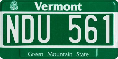 VT license plate NDU561