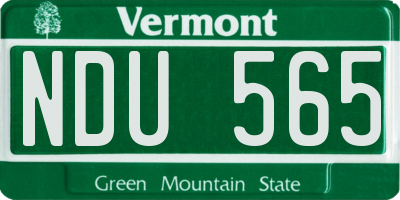 VT license plate NDU565