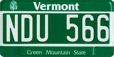 VT license plate NDU566