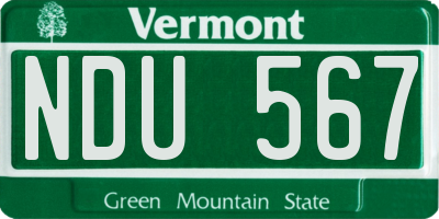 VT license plate NDU567