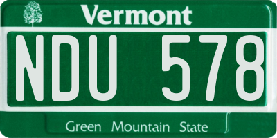 VT license plate NDU578