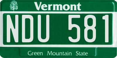 VT license plate NDU581