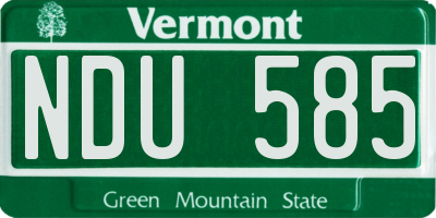 VT license plate NDU585