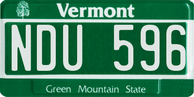 VT license plate NDU596