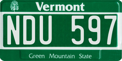 VT license plate NDU597