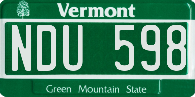 VT license plate NDU598