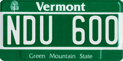 VT license plate NDU600