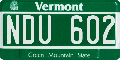 VT license plate NDU602