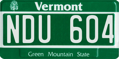 VT license plate NDU604