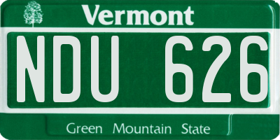 VT license plate NDU626