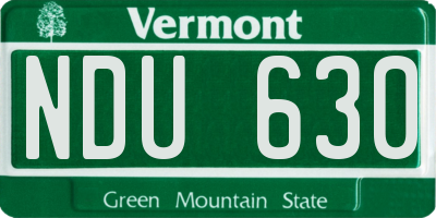 VT license plate NDU630