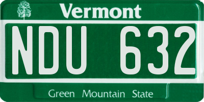 VT license plate NDU632