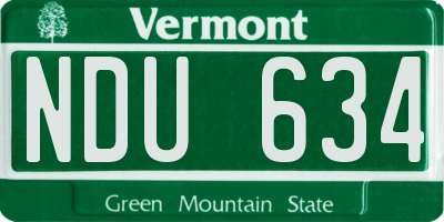 VT license plate NDU634