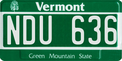 VT license plate NDU636