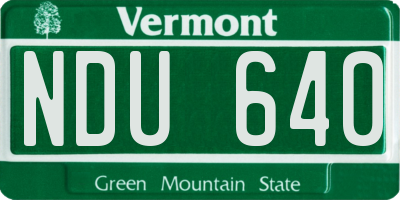VT license plate NDU640