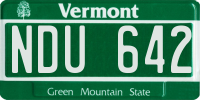 VT license plate NDU642