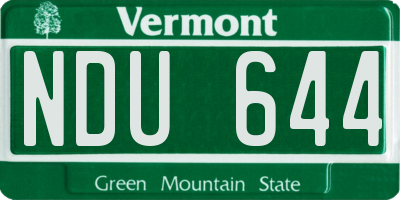 VT license plate NDU644