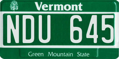 VT license plate NDU645